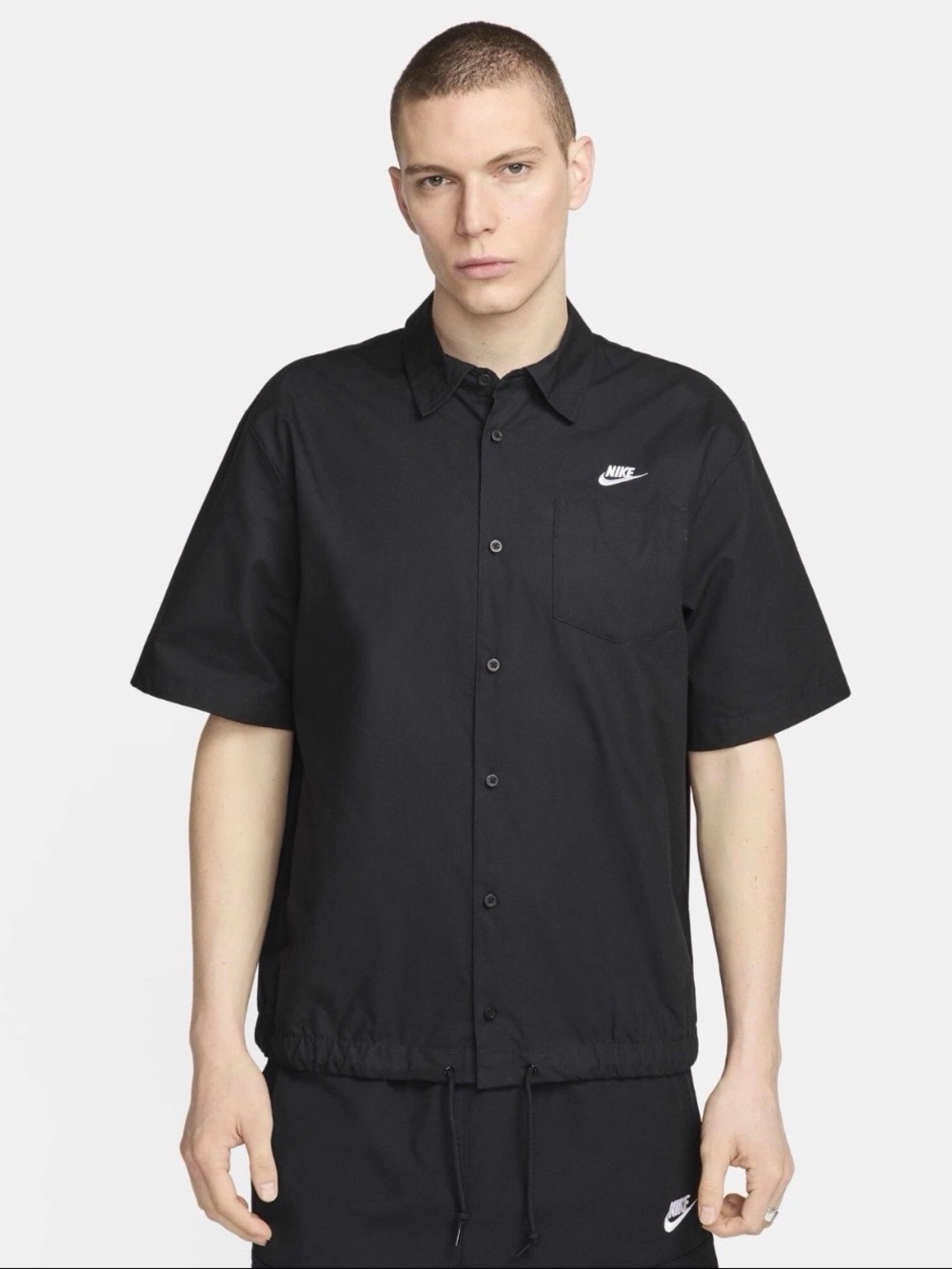 Nike Club Oxford Short Sleeve Button-Up Shirt Mens Size Large FN3902 010